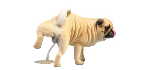 HiPlay JXK Collectible Dog Figure: Leg Lift Pug, Expertly Hand-Painted, Lifelike, Safe Resin, 1:6 Scale Miniature Animal Figurine JXK069A