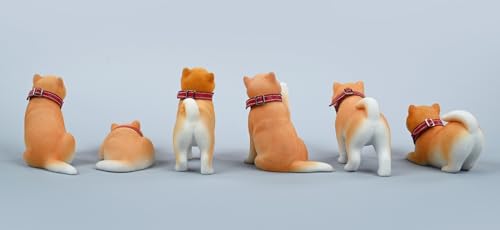 HiPlay JXK Small Collectible Dog Figure: Flocking Shiba Inu, 1:12 Scale Miniature Animal Figurine