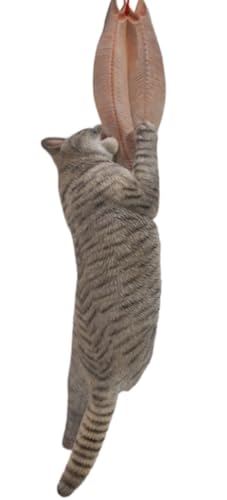 JXK Collectible Cat Figure: Cats That eat Fish 2.0, Expertly Hand-Painted, Lifelike, Safe Resin, 1:6 Scale Miniature Animal Figurine