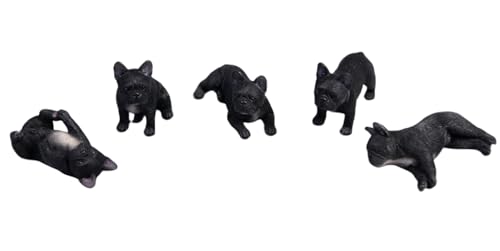 HiPlay JXK Collectible Dog Figure: Miniature French Bulldog, Expertly Hand-Painted, Lifelike, Safe Resin, 1:12 Scale Miniature Animal Figurine