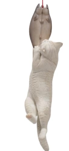 JXK Collectible Cat Figure: Cats That eat Fish 2.0, Expertly Hand-Painted, Lifelike, Safe Resin, 1:6 Scale Miniature Animal Figurine