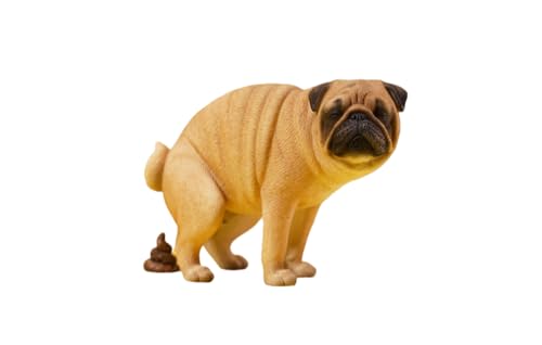 HiPlay JXK Collectible Dog Figure: Pug Half Squat, Expertly Hand-Painted, Lifelike, Safe Resin, 1:6 Scale Miniature Animal Figurine JXK122A