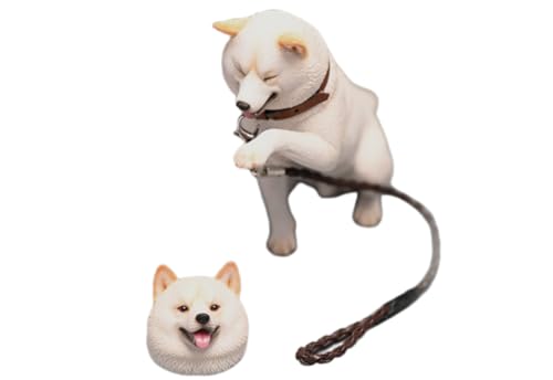 HiPlay JXK Collectible Dog Figure: Play Cute Shiba Inu, Expertly Hand-Painted, Lifelike, Safe Resin, 1:6 Scale Miniature Animal Figurine