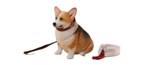 HiPlay JXK Collectible Dog Figure: Fat Welsh Corgi Pembroke, Expertly Hand-Painted, Lifelike, Safe Resin, 1:6 Scale Miniature Animal Figurine JXK140A