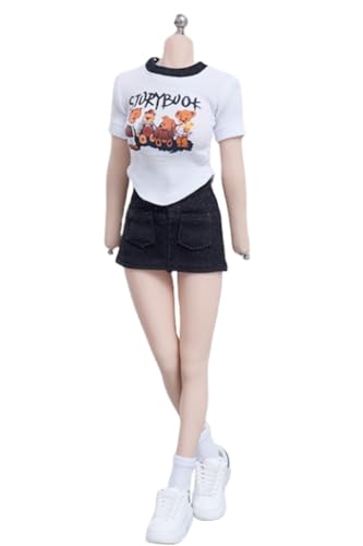 1/6 Scale Figure Doll Clothes: Short-Sleeved Wrap-Around Skirt Set for 12-inch Collectible Action Figure