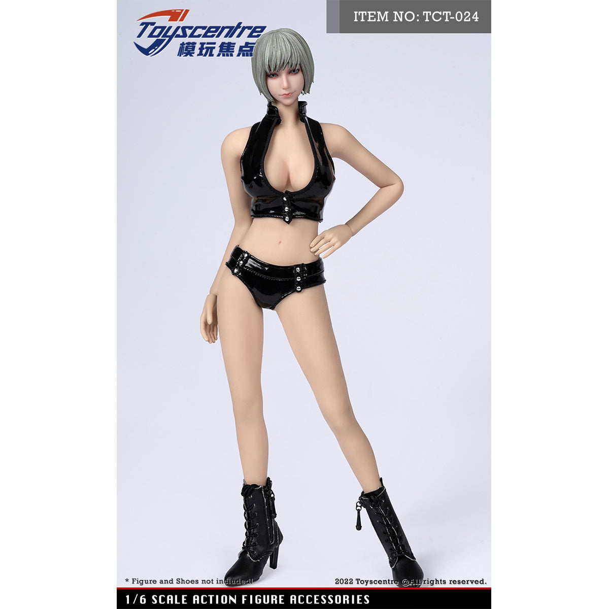 Toyscentre, Female Black Leather Vest + Leather Shorts Set, Doll Clothes Accessory for 12-inches Action Figurine