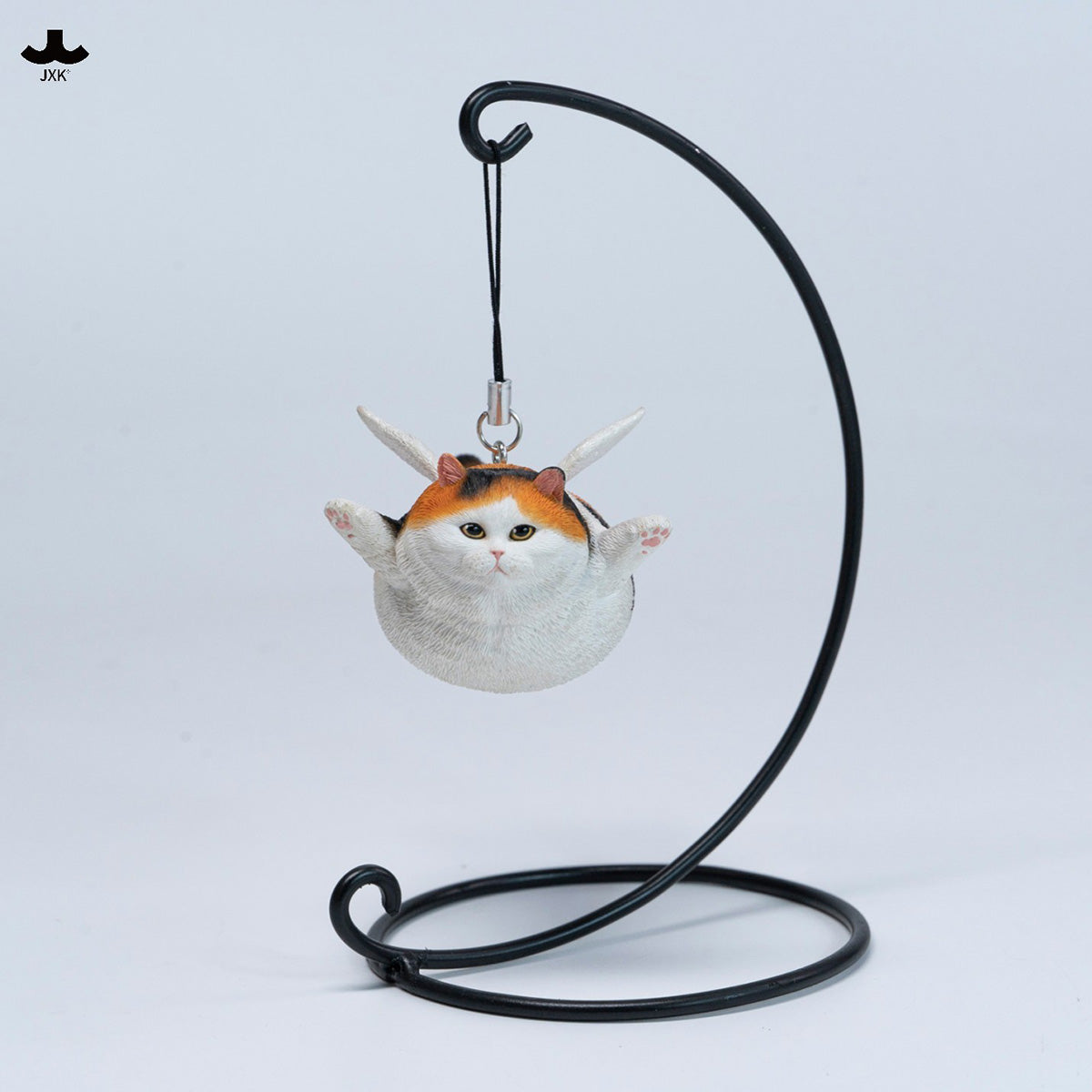 JXK Cat Angel Statue JXK383 Winged Feline Figure with Metal Stand Realistic Animal Collectible for Home Office Desk Decor
