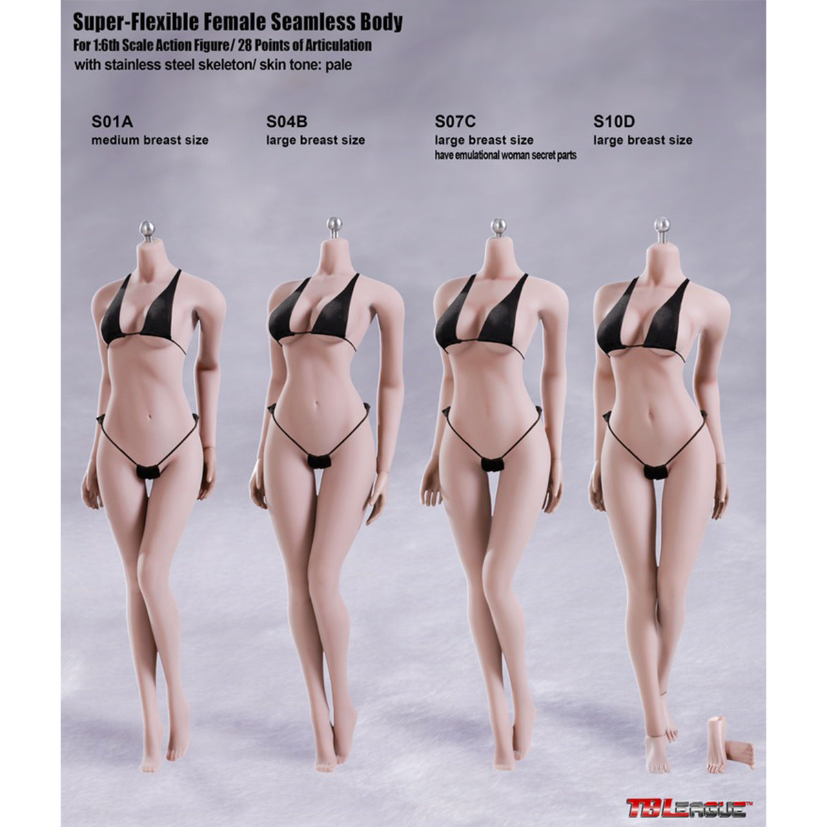 TBLeague Female Seamless Medium Bust/Large Bust Headless Integrated/Detachable Feet 1/6 Scale Action Figure Body