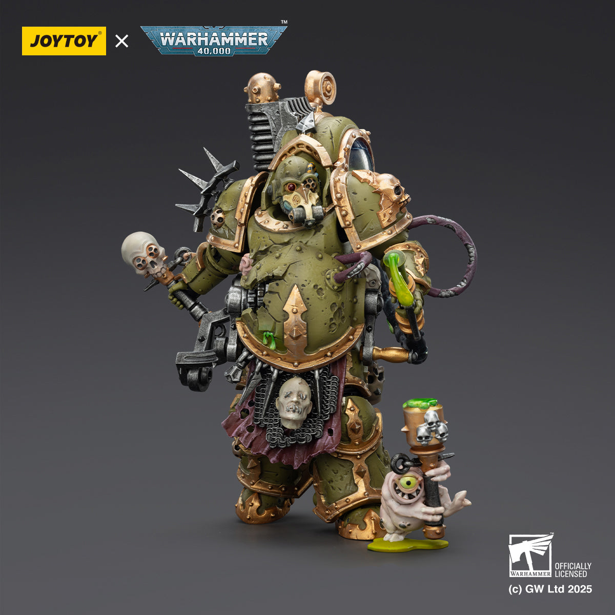 JOYTOY Warhammer Death Guard Lord of Virulence with Power Fist and Twin Plague Spewer & Foul Blightspawn with Plague Sprayer 1/18 Scale Action Figure