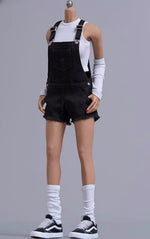 Cdtoys Female Figure Doll Clothes: Black Suspender Shorts For Female 12-inch Action Figure