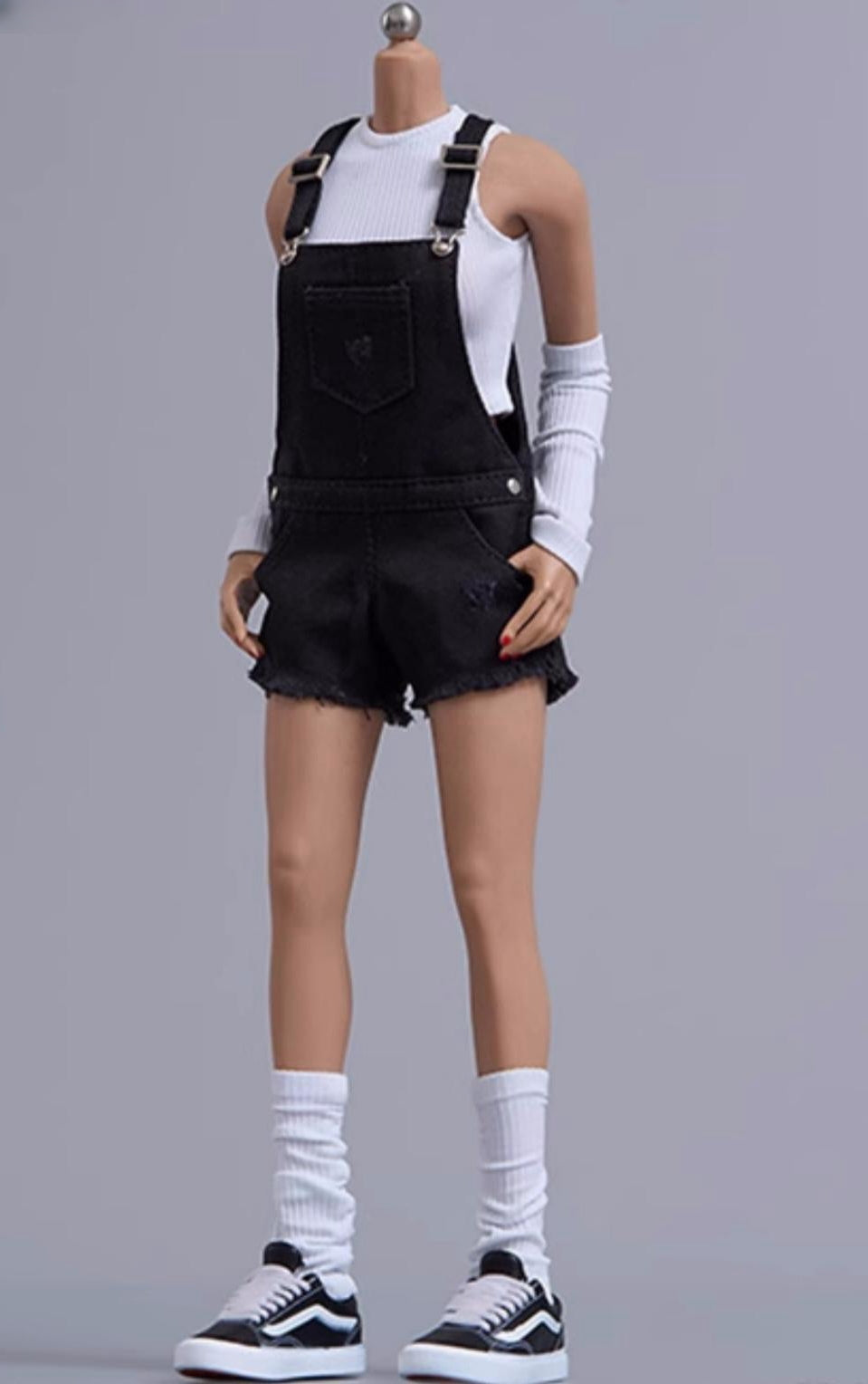 Cdtoys Female Figure Doll Clothes: Black Suspender Shorts For Female 12-inch Action Figure