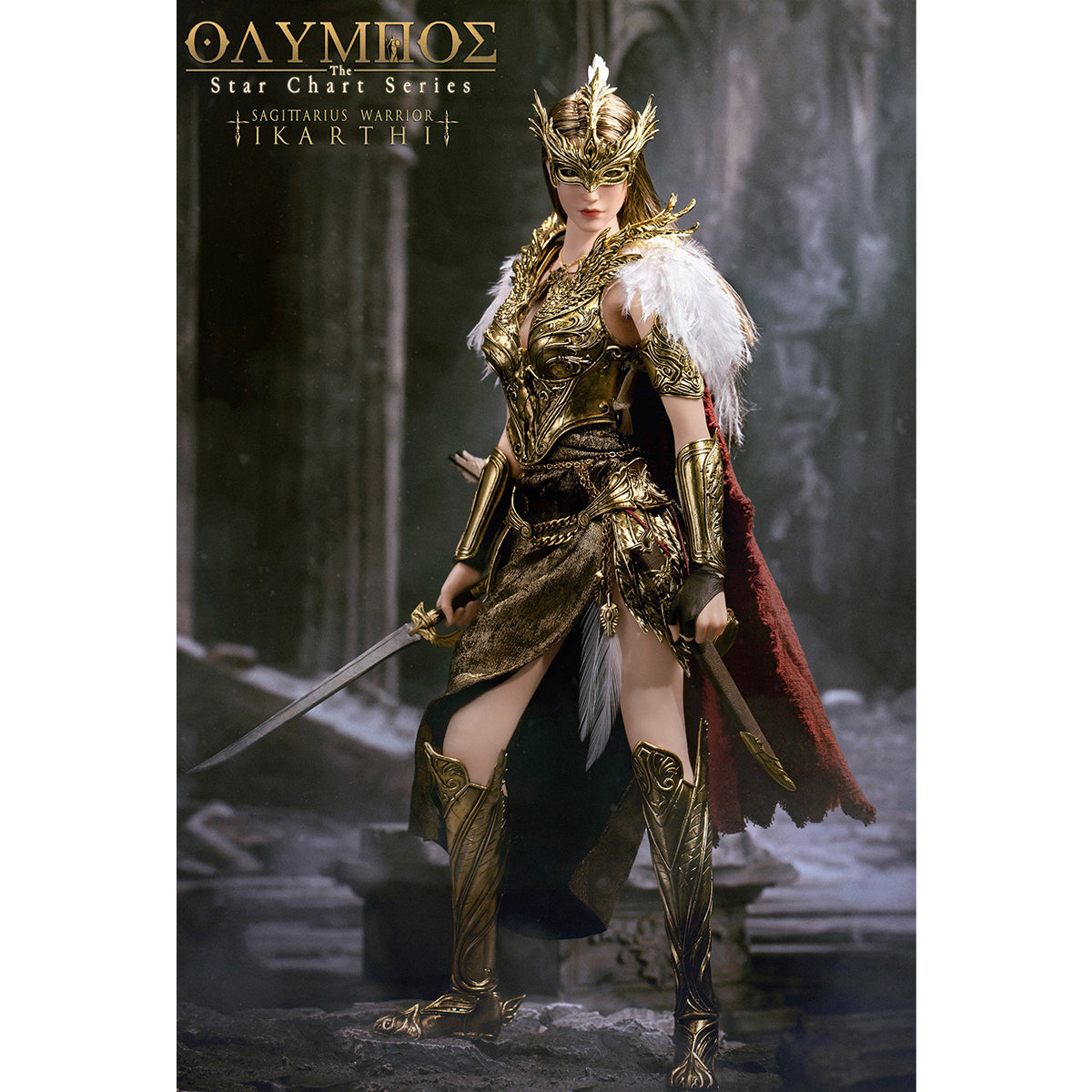 POP COSTUME, Olympus-The Star Chart Series, Sagittarius Warrior Ikarti Action Figures & Roman Ruins Scene Base