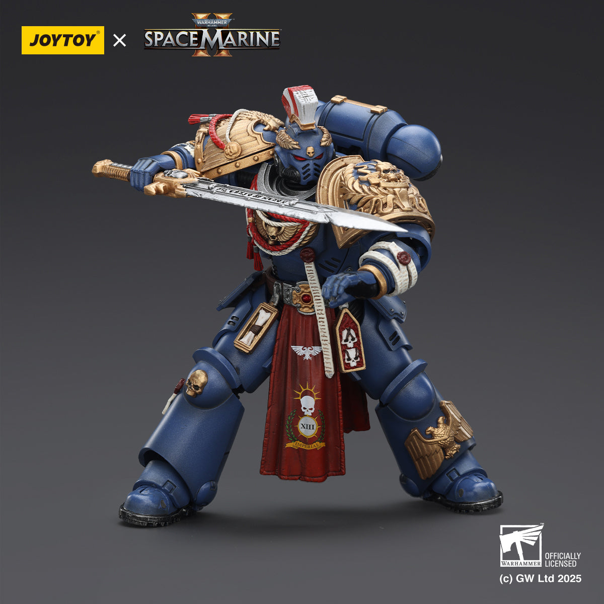 JOYTOY Ultramarines Relic Primus Armour with Plasma Pistol and Combat Blade & Ultramarines Heavy Artificer Armor with Relic Multi-Melta & Ultramarines Heavy Relic Primus Armor with Heavy Relic Bolt Rifle