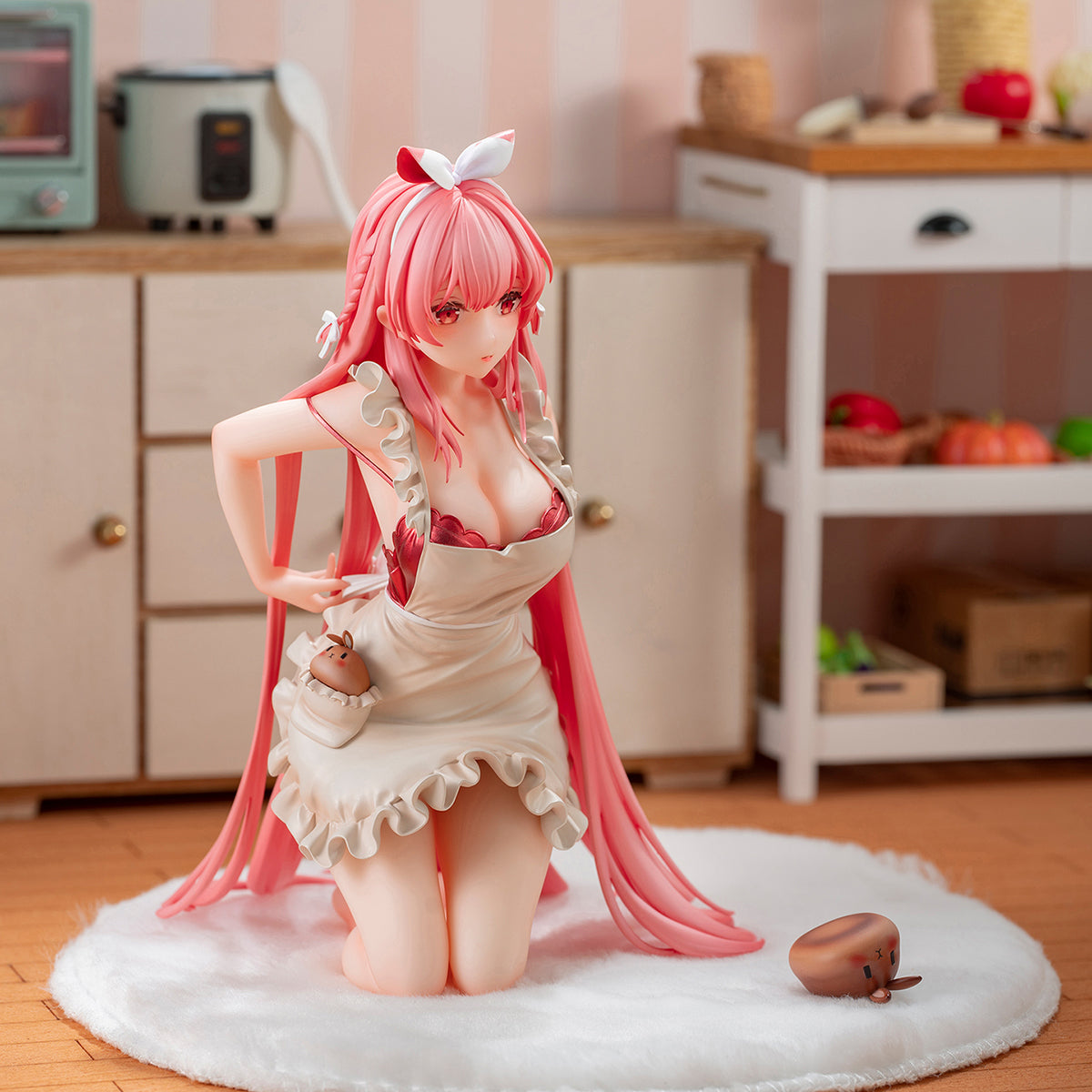 Figura de anime de conejo blanco Rosu (versión delantal)