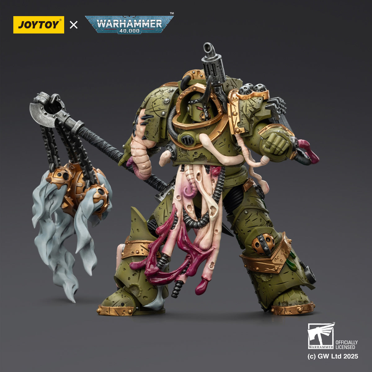 JOYTOY Warhammer Death Guard Blightlord Terminator & Plague Marine Icon bearer with Boltgun and Plague knife 1/18 Scale Action Figure