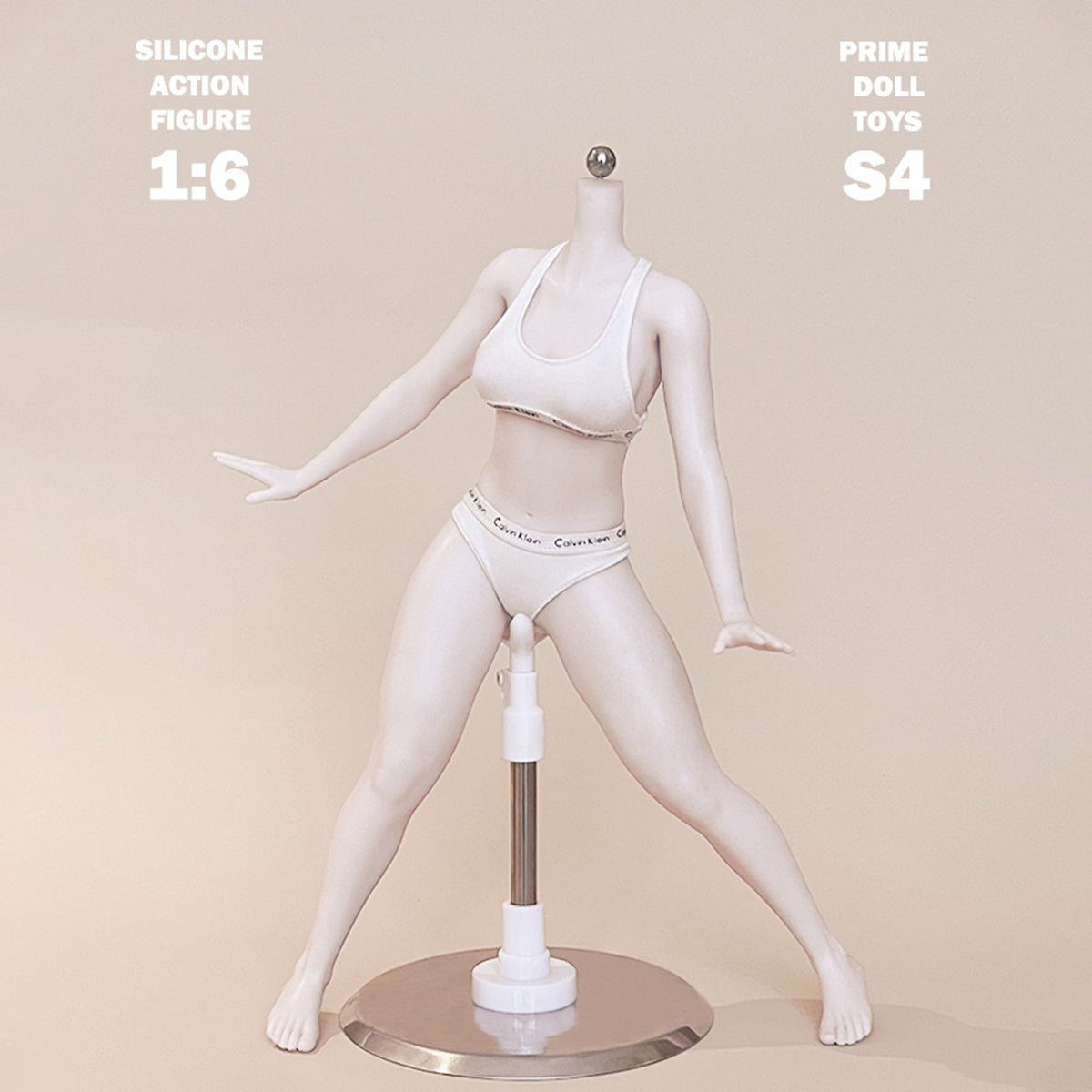 PDTOYS Seamless Platinum Silicone Standard Female Body S4 Integrated Hands & Feet Pale Skin with Body Makeup Articulated Fingers