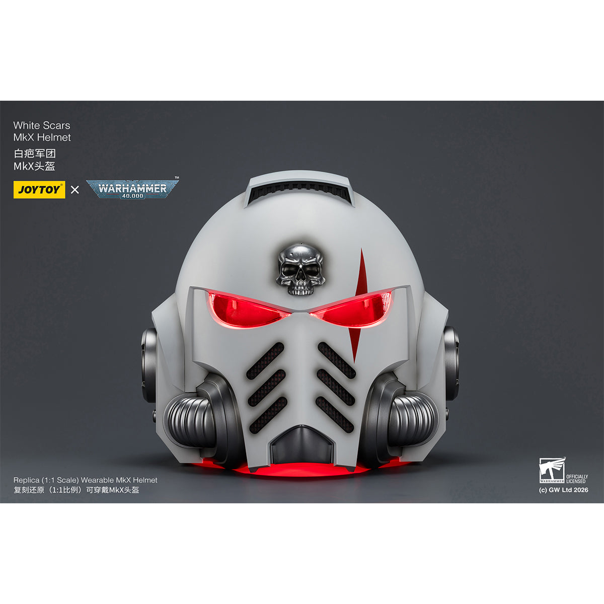 JOYTOY Warhammer 40,000 White Scars MkX Helmet & Display Stand 1/1 Scale Helmet Replica