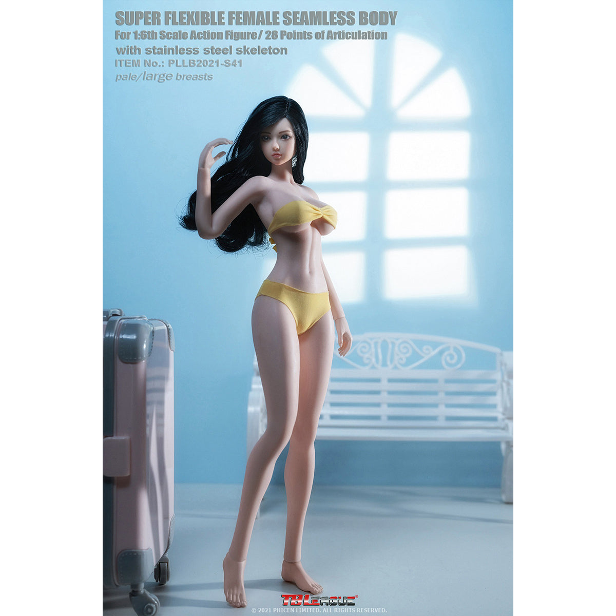 TBLeague Seamless Female Large Bust Tall and Slender S41 Detachable Feet with Head Sculpt 1/6 Scale Action Figure Body