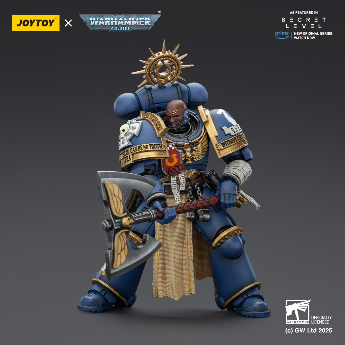 JOYTOY Warhammer Ultramarines Torvald with Power Sword Levantus with Power Sword Metaurus with Power Axe Titus with Laurels of Victory 1/18 Scale Action Figure