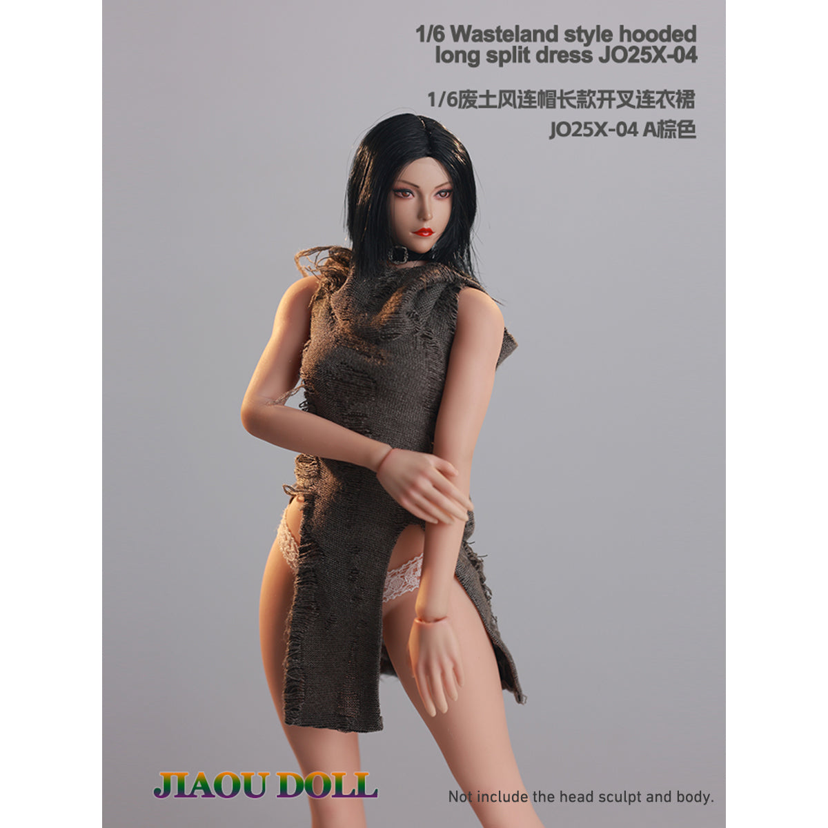 JIAOUDOLL Ruched Post-Apocalyptic Style Long Dress JO25X-04 Doll Clothes Accessory Fit 1/6 Scale 12-inches Figure