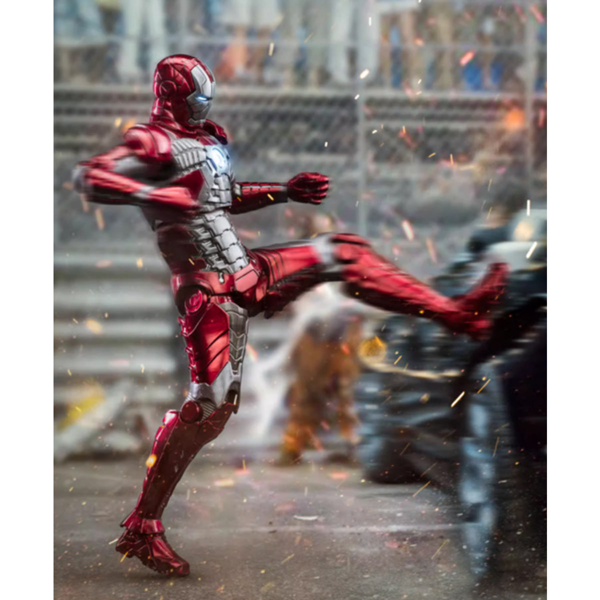 ZD Toys Anniversary Series Collectible Action Figure Full Set: Iron Man MK5, Illuminated Edition, Height 18cm Miniature