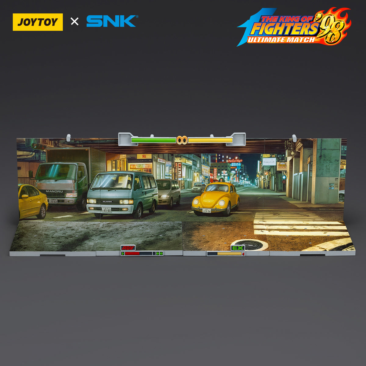 JOYTOY, SNK KOF'98UM Ikari Warriors Team, Clark Still/Ralf Jones/Leona Heidern Action Figures & Stage Base-Japan Street