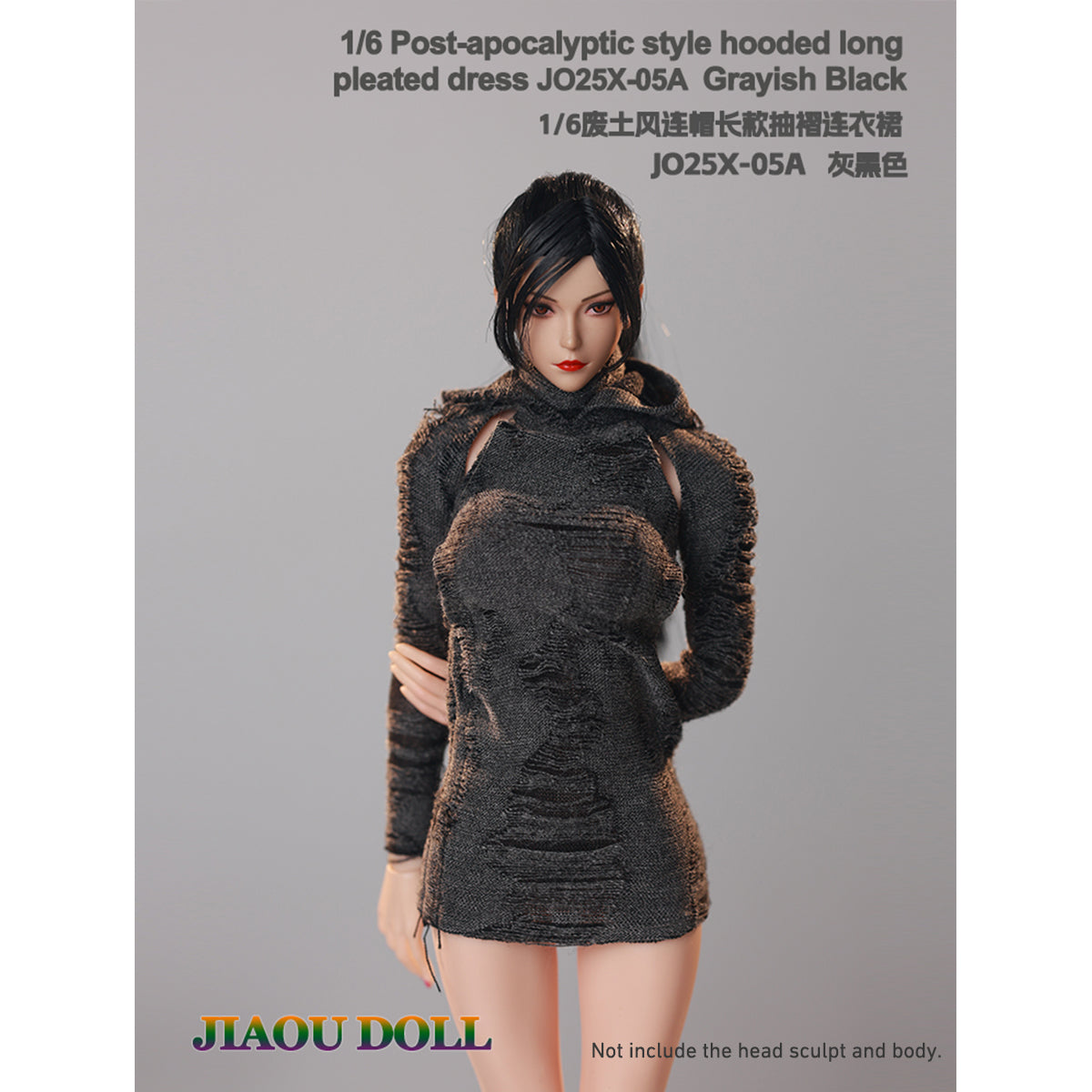 JIAOUDOLL Ruched Post-Apocalyptic Style Long Dress JO25X-05 Doll Clothes Accessory Fit 1/6 Scale 12-inches Figure
