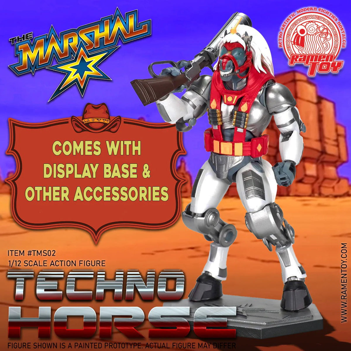 ロウン マスターグッズ Ramen Toy BraveStarr The Marshall Techno Horse 1/12 Scale Action Figur