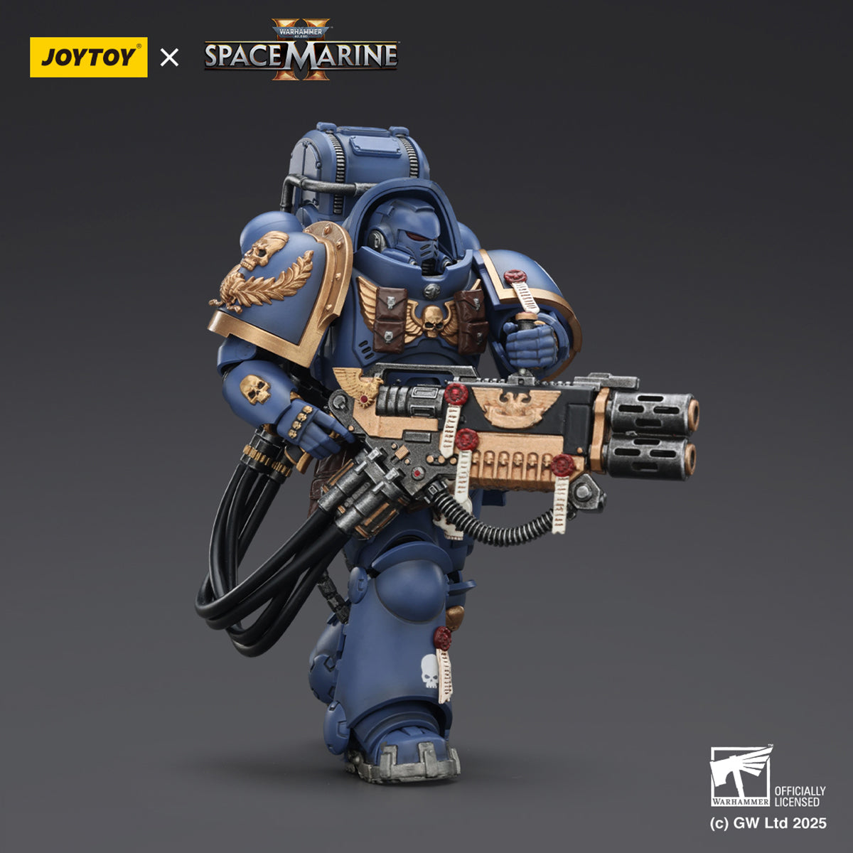 JOYTOY Ultramarines Relic Primus Armour with Plasma Pistol and Combat Blade & Ultramarines Heavy Artificer Armor with Relic Multi-Melta & Ultramarines Heavy Relic Primus Armor with Heavy Relic Bolt Rifle