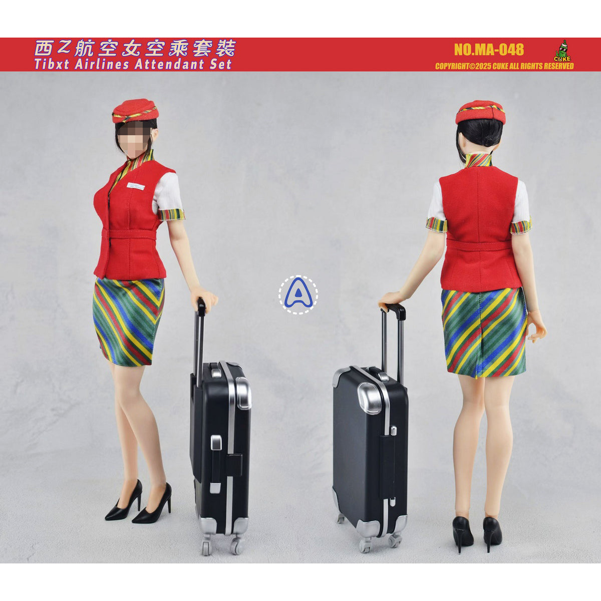 CUKE TOYS West Z Airlines Female Flight Attendant Outfit Set MA-048 Doll Clothes Accessory Fit 1/6 Scale 12-inches Action Figure