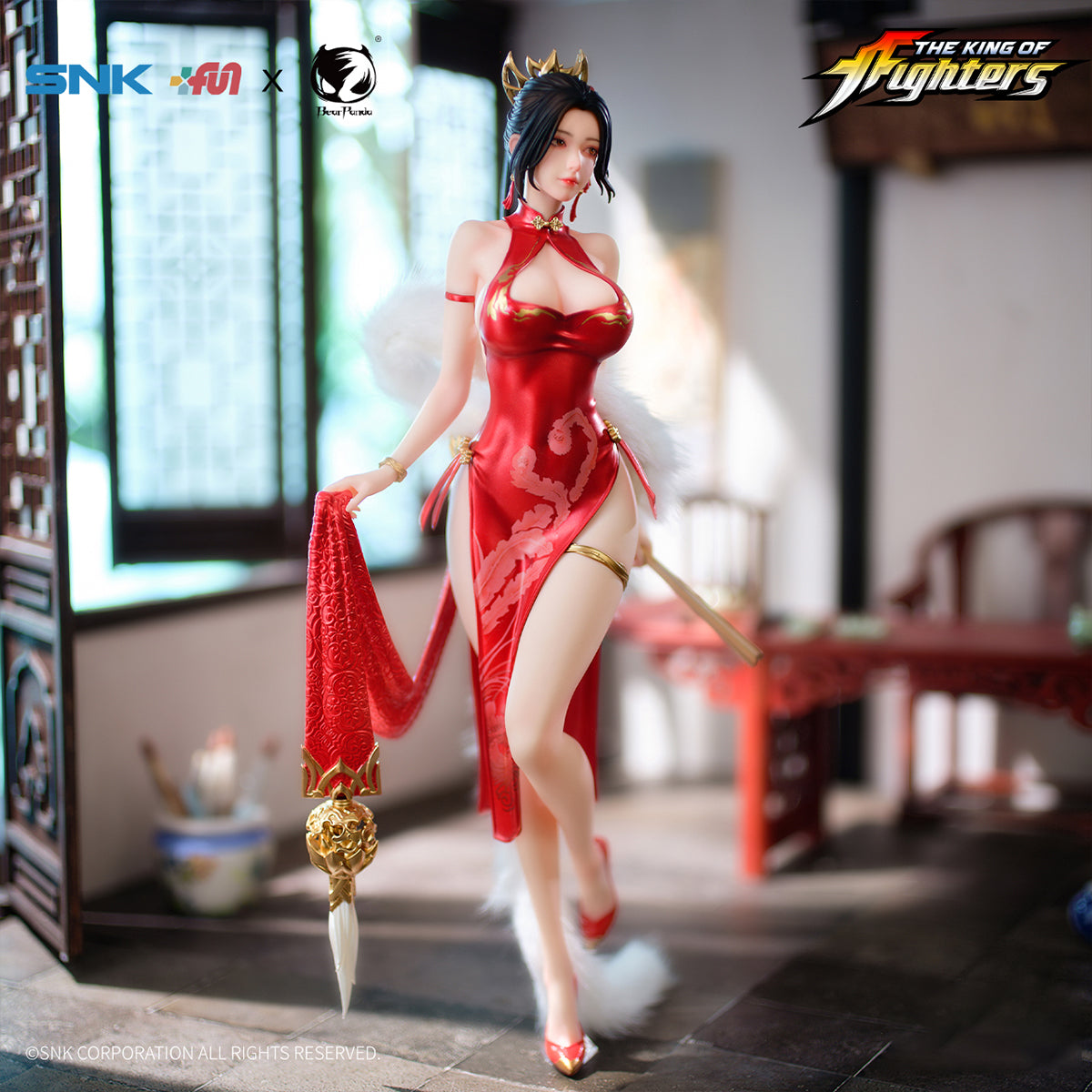 Figurine d'anime BearPanda Mai Shiranui en chemise rouge dansante
