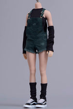 Cdtoys Female Figure Doll Clothes: Green Suspender Shorts For Female 12-inch Action Figure