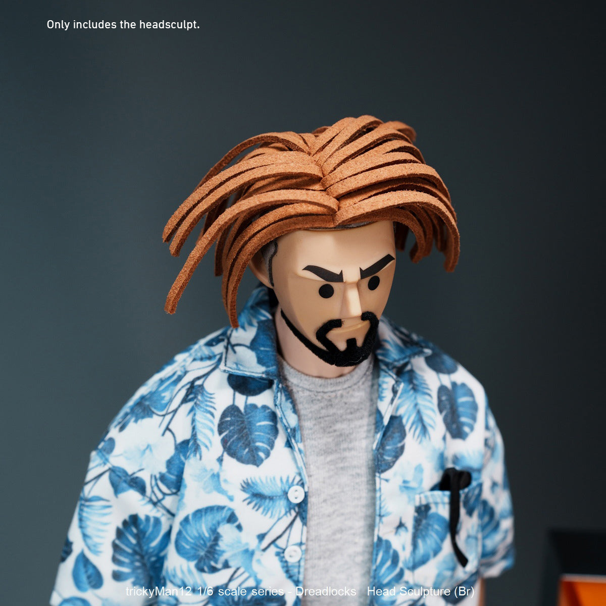 TrickyMan12 Dreadlocks Male Head Sculpt Black Hair FB-10083-1 Brown Ha