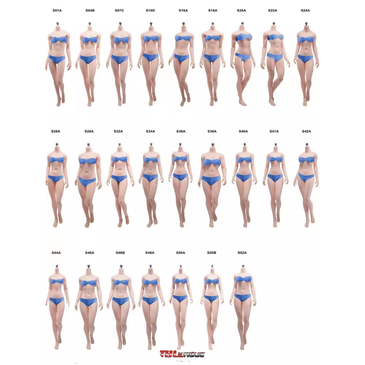 TBLeague Female Seamless Slim Type Medium Bust Headless Detachable Feet 1/6 Scale Action Figure Body