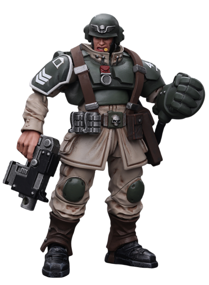 HiPlay JoyToy Warhammer 40K Collectible Figure: Astra Militarum Cadian Command Squad Veteran Sergeant with Power Fist 1:18 Scale Action Figures JT7936