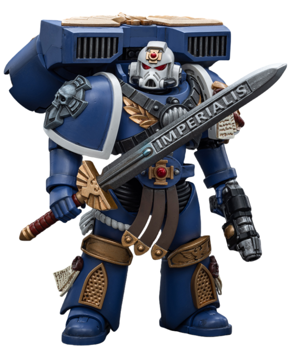 HiPlay JoyToy 40K Collectible Figure: Ultramarines Vanguard Veteran Sergeant 1:18 Scale Action Figures (Sergeant JT8018)