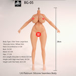 ACTION FIGURE TOYS Seamless Female Platinum Silicone with Stainless Steel Skeleton BG-01–BG-05 Medium/Large/Extra Large Bust, Multiple Skin Tones, Large Hip & Thigh Strap Options 1/6 Scale Action Figure Body