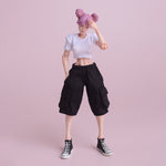 ATStory Figure Doll Clothes: Mecha Girl Short-Sleeve Crop Top - White For Action Figure