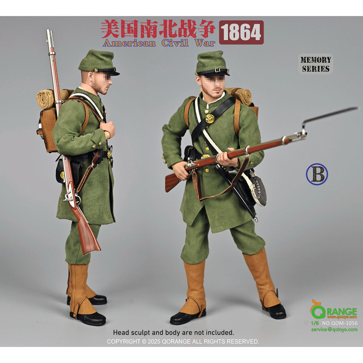 QORANGE QOTOYS American Civil War 1864 Accessory Pack for 1/6 Scale 12-inches Action Figurine