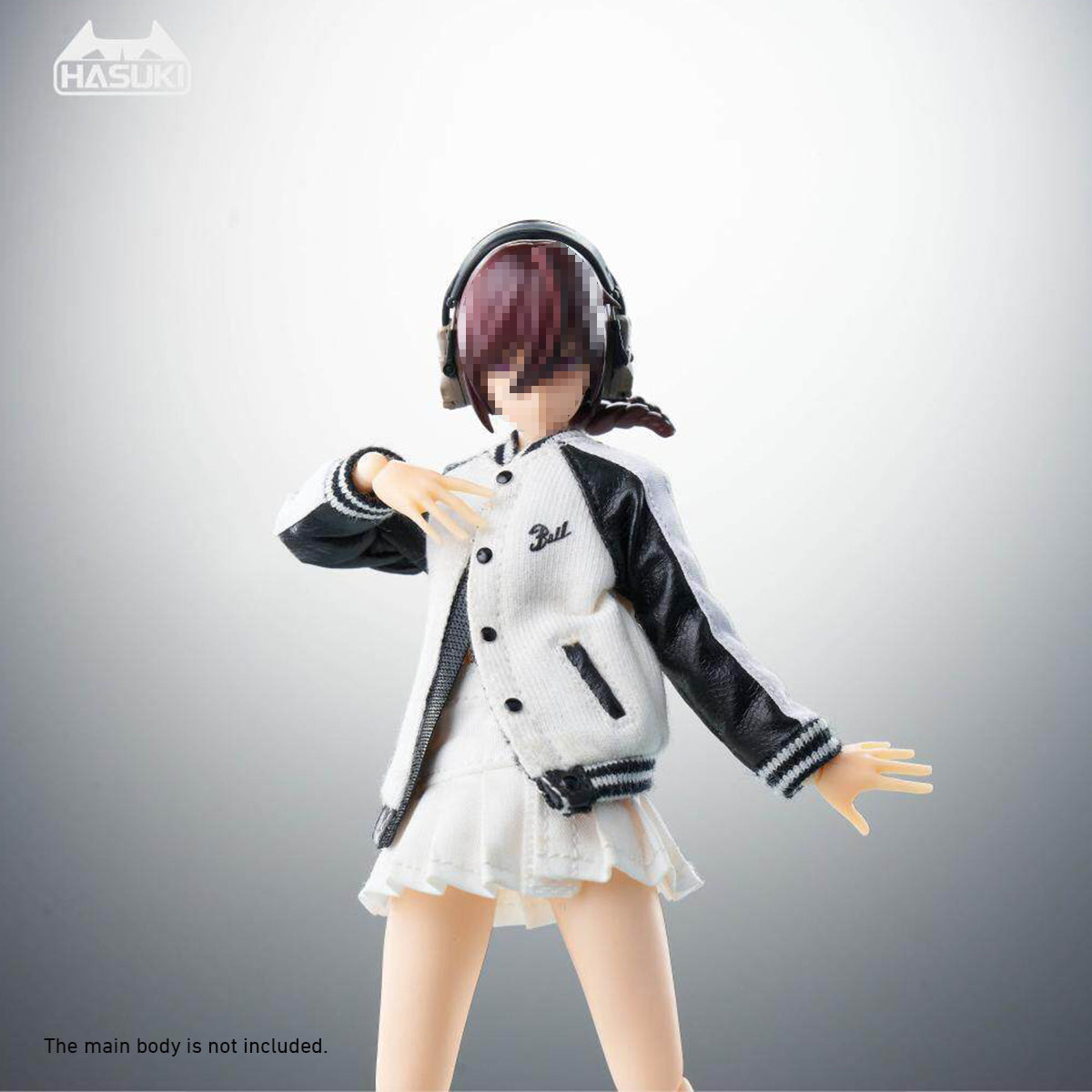 HASUKI Baseball Jacket and Pleated Skirt Set 1/12 Scale Mecha Lady Clothing Pack CS014 Doll Clothes Accessory Fit Action Figure