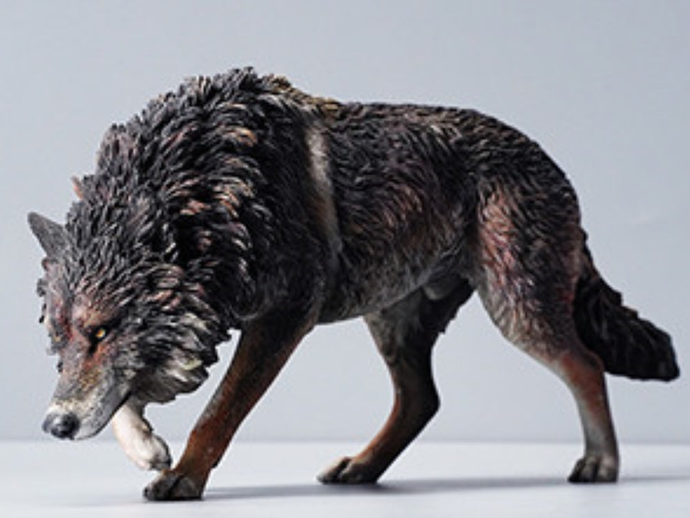 JXK Collectible Wolf Figure: North American Gray Wolf, Expertly Hand-Painted, Lifelike, Safe Resin, 1:6 Scale Miniature Animal Figurine