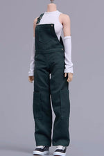 Cdtoys Female Figure Doll Clothes: Green Suspender Pants For Female 12-inch Action Figure