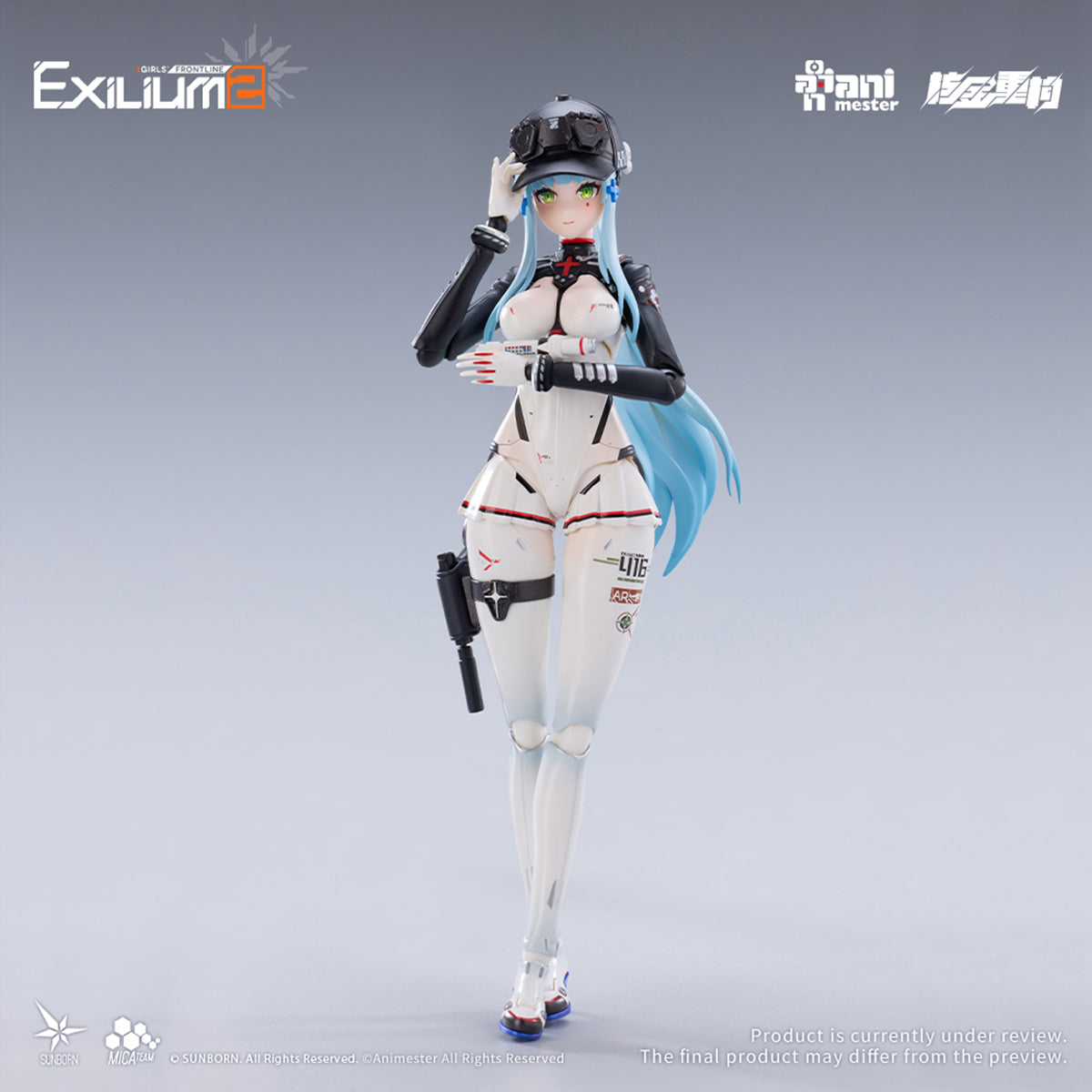 Animester Girls' Frontline 2: Exilium Klukai Action Figure Set with Motorcycle Vehicle 1/12 Scale