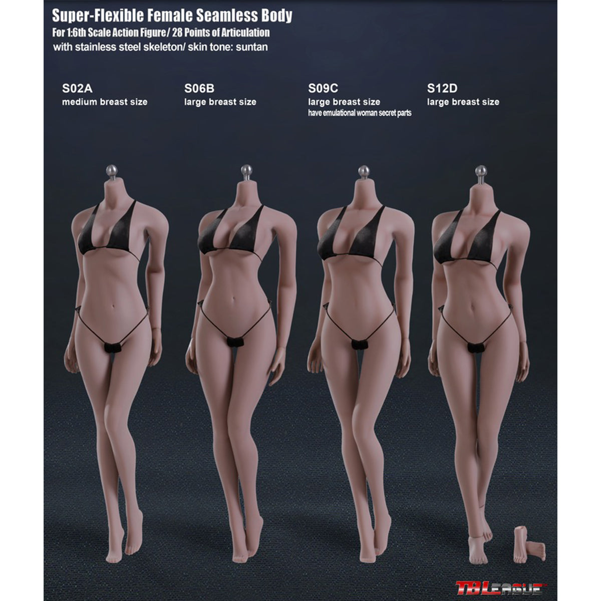 TBLeague Female Seamless Medium Bust/Large Bust Headless Integrated/Detachable Feet 1/6 Scale Action Figure Body