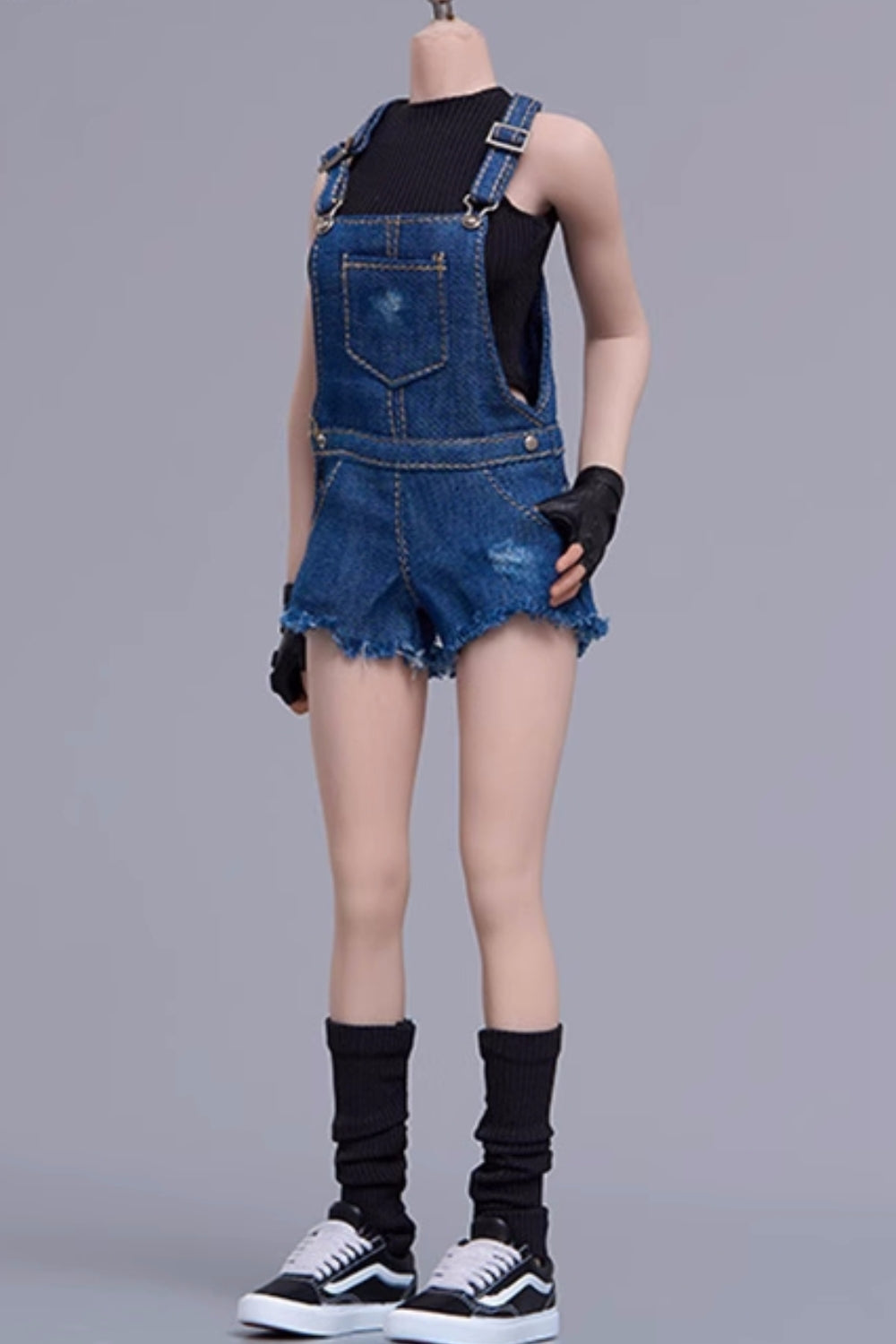 Cdtoys Female Figure Doll Clothes: Suspender Shorts Denim For Female 12-inch Action Figure