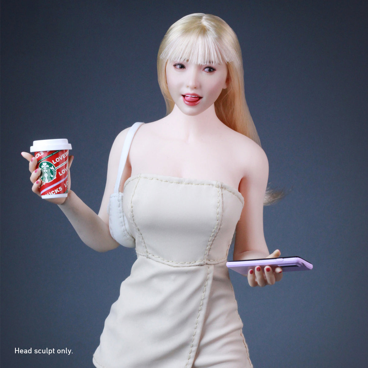 Asian Movable Eyes Expression Female Head Sculpt (Ver.B) For Action Figures