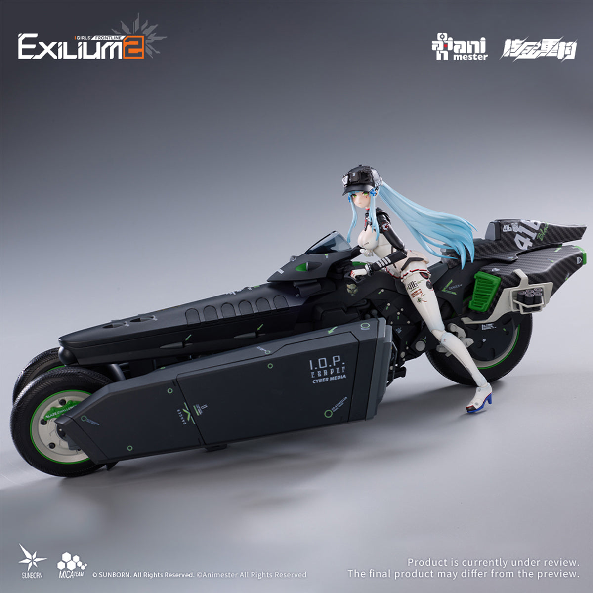 Animester Girls' Frontline 2: Exilium Klukai Action Figure Set with Motorcycle Vehicle 1/12 Scale