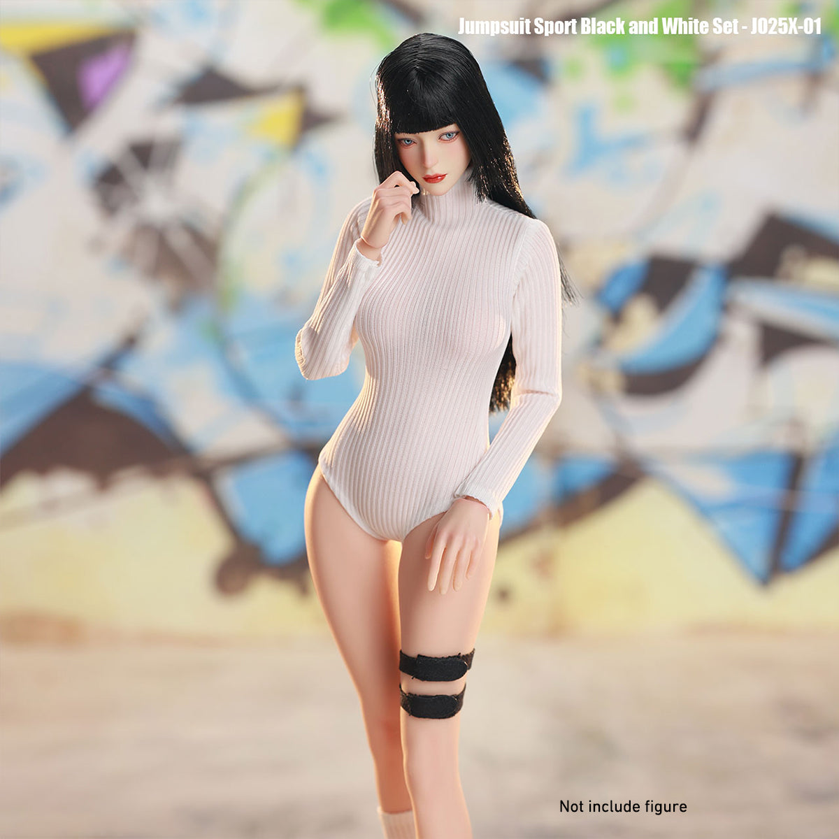 JIAOUDOLL, Female Knee Pads + Bodysuit + Mid-Calf Socks & Female Sportswear Single Jacket & Female Sports Jumpsuit Set Jacket with Jumpsuit, Doll Clothes Accessory for 12-inches Figure