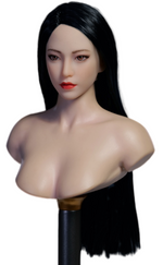 YMTOYS Asian Female Head Sculpt Huali (YMT102D) Realistic Beauty Headplay with Rooted Hair 1/6 Scale fit Action Figure
