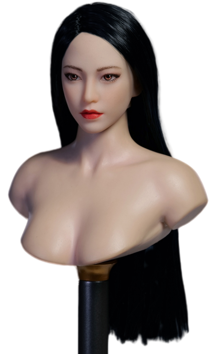 YMTOYS Asian Female Head Sculpt Huali (YMT102D) Realistic Beauty Headplay with Rooted Hair 1/6 Scale fit Action Figure